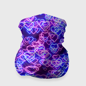 Бандана-труба 3D с принтом Неоновые сердечки сине розовые в Екатеринбурге, 100% полиэстер, ткань с особыми свойствами — Activecool | плотность 150‒180 г/м2; хорошо тянется, но сохраняет форму | 