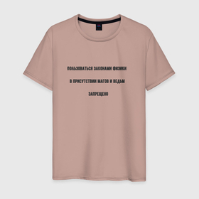 Мужская футболка хлопок с принтом Правила использование законов физики в Петрозаводске, 100% хлопок | прямой крой, круглый вырез горловины, длина до линии бедер, слегка спущенное плечо. | 