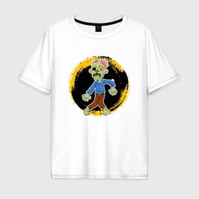 Мужская футболка хлопок Oversize с принтом Мультяшный зомби , 100% хлопок | свободный крой, круглый ворот, “спинка” длиннее передней части | Тематика изображения на принте: 