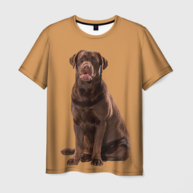 Мужская футболка 3D с принтом Лабрадор ретривер коричневый в Белгороде, 100% полиэфир | прямой крой, круглый вырез горловины, длина до линии бедер | 