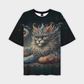Мужская футболка oversize 3D с принтом Абстрактный кот дракон в Петрозаводске,  |  | 
