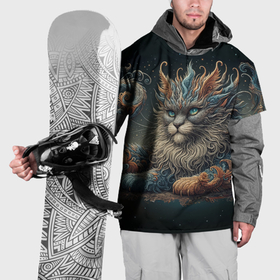 Накидка на куртку 3D с принтом Абстрактный кот дракон в Кировске, 100% полиэстер |  | Тематика изображения на принте: 