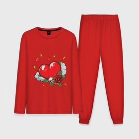 Мужская пижама с лонгсливом хлопок с принтом Сердце с розой и черепом в Белгороде,  |  | Тематика изображения на принте: 