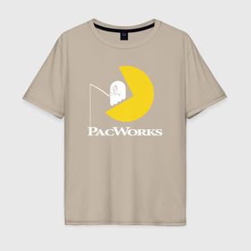 Мужская футболка хлопок Oversize с принтом Pac works в Петрозаводске, 100% хлопок | свободный крой, круглый ворот, “спинка” длиннее передней части | 