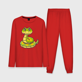 Мужская пижама с лонгсливом хлопок с принтом Милая змейка ,  |  | Тематика изображения на принте: 