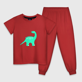 Детская пижама хлопок с принтом Green dinosaur , 100% хлопок |  брюки и футболка прямого кроя, без карманов, на брюках мягкая резинка на поясе и по низу штанин
 | 