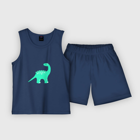 Детская пижама с шортами хлопок с принтом Green dinosaur ,  |  | 
