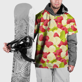 Накидка на куртку 3D с принтом Фруктовые ломтики киви, банана и малина в Белгороде, 100% полиэстер |  | Тематика изображения на принте: 