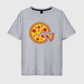 Мужская футболка хлопок Oversize с принтом Сырная пицца в Курске, 100% хлопок | свободный крой, круглый ворот, “спинка” длиннее передней части | 