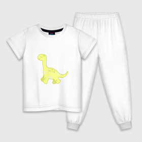 Детская пижама хлопок с принтом yellow dinosaur в Санкт-Петербурге, 100% хлопок |  брюки и футболка прямого кроя, без карманов, на брюках мягкая резинка на поясе и по низу штанин
 | Тематика изображения на принте: 