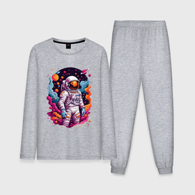 Мужская пижама с лонгсливом хлопок с принтом Космонавт в Ухте,  |  | 