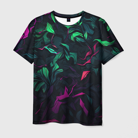 Мужская футболка 3D с принтом Яркая абстракция  в кислотных цветах в Курске, 100% полиэфир | прямой крой, круглый вырез горловины, длина до линии бедер | 