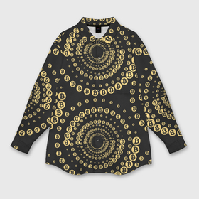 Мужская рубашка oversize 3D с принтом Золотой Биткоин на черном в Новосибирске,  |  | Тематика изображения на принте: 