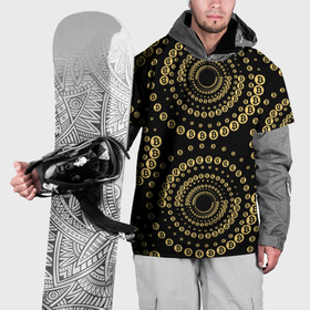 Накидка на куртку 3D с принтом Золотой Биткоин на черном в Петрозаводске, 100% полиэстер |  | 