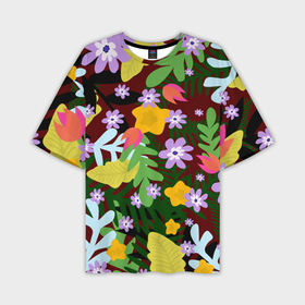 Мужская футболка oversize 3D с принтом Гавайская цветочная расцветка ,  |  | 