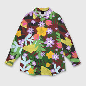 Мужская рубашка oversize 3D с принтом Гавайская цветочная расцветка ,  |  | 