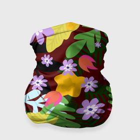 Бандана-труба 3D с принтом Гавайская цветочная расцветка , 100% полиэстер, ткань с особыми свойствами — Activecool | плотность 150‒180 г/м2; хорошо тянется, но сохраняет форму | 