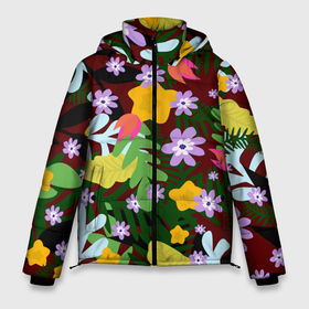 Мужская зимняя куртка 3D с принтом Гавайская цветочная расцветка , верх — 100% полиэстер; подкладка — 100% полиэстер; утеплитель — 100% полиэстер | длина ниже бедра, свободный силуэт Оверсайз. Есть воротник-стойка, отстегивающийся капюшон и ветрозащитная планка. 

Боковые карманы с листочкой на кнопках и внутренний карман на молнии. | 
