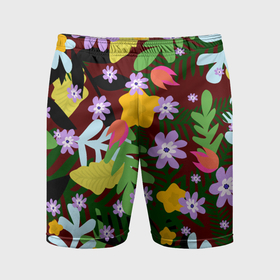Мужские шорты спортивные с принтом Гавайская цветочная расцветка ,  |  | 
