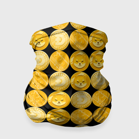 Бандана-труба 3D с принтом Золотые монеты Биткоин, Доджкоин, Шиба ину паттерном в Тюмени, 100% полиэстер, ткань с особыми свойствами — Activecool | плотность 150‒180 г/м2; хорошо тянется, но сохраняет форму | 
