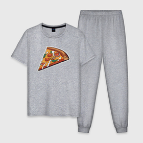 Мужская пижама хлопок с принтом Кусочек детской пиццы в Екатеринбурге, 100% хлопок | брюки и футболка прямого кроя, без карманов, на брюках мягкая резинка на поясе и по низу штанин
 | 