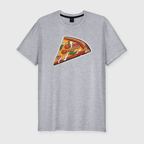 Мужская футболка хлопок Slim с принтом Кусочек детской пиццы в Курске, 92% хлопок, 8% лайкра | приталенный силуэт, круглый вырез ворота, длина до линии бедра, короткий рукав | 