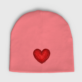 Мужская шапка демисезонная с принтом Красное сердце нарисованное карандашами в Курске,  |  | Тематика изображения на принте: 