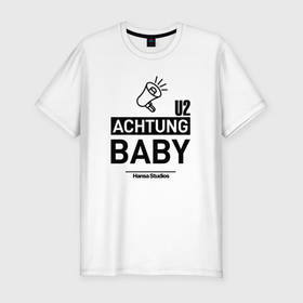 Мужская футболка хлопок Slim с принтом U2   Achtung Baby hansa studio berlin , 92% хлопок, 8% лайкра | приталенный силуэт, круглый вырез ворота, длина до линии бедра, короткий рукав | Тематика изображения на принте: 