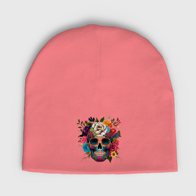 Мужская шапка демисезонная с принтом Череп в  ярких цветах в Курске,  |  | Тематика изображения на принте: 