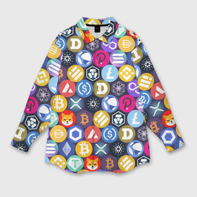 Мужская рубашка oversize 3D с принтом Криптовалюта Биткоин, Эфириум, Тетхер, Солана паттерн в Белгороде,  |  | Тематика изображения на принте: 
