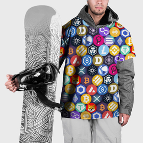 Накидка на куртку 3D с принтом Криптовалюта Биткоин, Эфириум, Тетхер, Солана паттерн в Новосибирске, 100% полиэстер |  | 