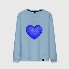 Мужской свитшот хлопок с принтом Синее сердце нарисованное карандашами в Санкт-Петербурге, 100% хлопок |  | 