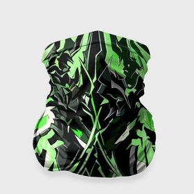Бандана-труба 3D с принтом Чёрный материал и зелёные полосы в Кировске, 100% полиэстер, ткань с особыми свойствами — Activecool | плотность 150‒180 г/м2; хорошо тянется, но сохраняет форму | 