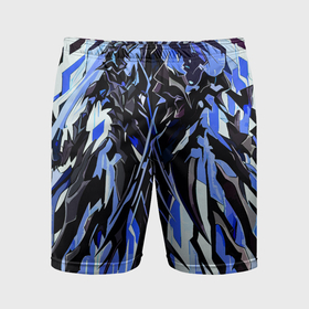 Мужские шорты спортивные с принтом Чёрный материал и синие полосы в Петрозаводске,  |  | 