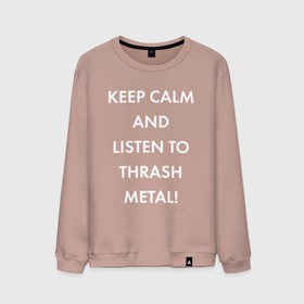 Мужской свитшот хлопок с принтом Надпись Keep calm and listen to thash metal в Белгороде, 100% хлопок |  | Тематика изображения на принте: 