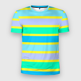 Мужская футболка 3D Slim с принтом Неоновые в желтую полоску в Белгороде, 100% полиэстер с улучшенными характеристиками | приталенный силуэт, круглая горловина, широкие плечи, сужается к линии бедра | 