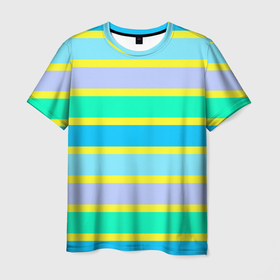 Мужская футболка 3D с принтом Неоновые в желтую полоску в Белгороде, 100% полиэфир | прямой крой, круглый вырез горловины, длина до линии бедер | 