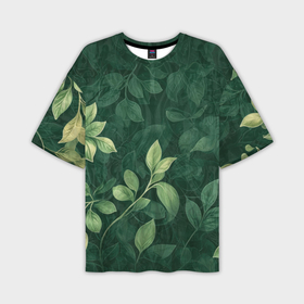 Мужская футболка oversize 3D с принтом Прекрасные зелёные листья в Новосибирске,  |  | 