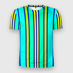 Мужская футболка 3D Slim с принтом Вертикальные неоновые полосы в Санкт-Петербурге, 100% полиэстер с улучшенными характеристиками | приталенный силуэт, круглая горловина, широкие плечи, сужается к линии бедра | Тематика изображения на принте: 