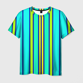 Мужская футболка 3D с принтом Вертикальные неоновые полосы в Курске, 100% полиэфир | прямой крой, круглый вырез горловины, длина до линии бедер | 