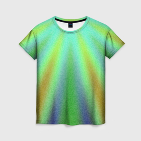 Женская футболка 3D с принтом Солнечные лучи абстракция зелёный в Белгороде, 100% полиэфир ( синтетическое хлопкоподобное полотно) | прямой крой, круглый вырез горловины, длина до линии бедер | 