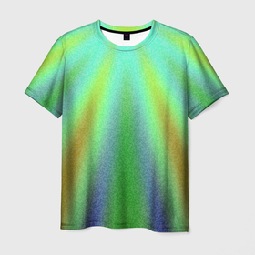 Мужская футболка 3D с принтом Солнечные лучи абстракция зелёный в Белгороде, 100% полиэфир | прямой крой, круглый вырез горловины, длина до линии бедер | 