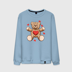 Мужской свитшот хлопок с принтом Плюшевый медведь игрушка с сердцем , 100% хлопок |  | Тематика изображения на принте: 