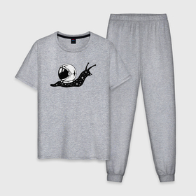 Мужская пижама хлопок с принтом Космическая улитка в Курске, 100% хлопок | брюки и футболка прямого кроя, без карманов, на брюках мягкая резинка на поясе и по низу штанин
 | 