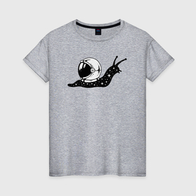 Женская футболка хлопок с принтом Космическая улитка в Белгороде, 100% хлопок | прямой крой, круглый вырез горловины, длина до линии бедер, слегка спущенное плечо | 