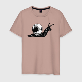 Мужская футболка хлопок с принтом Космическая улитка в Курске, 100% хлопок | прямой крой, круглый вырез горловины, длина до линии бедер, слегка спущенное плечо. | 