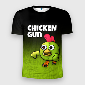 Мужская футболка 3D Slim с принтом Chicken Gun   Zombie Chicken в Тюмени, 100% полиэстер с улучшенными характеристиками | приталенный силуэт, круглая горловина, широкие плечи, сужается к линии бедра | 