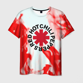 Мужская футболка 3D с принтом Red hot chili peppers fire red bend в Белгороде, 100% полиэфир | прямой крой, круглый вырез горловины, длина до линии бедер | Тематика изображения на принте: 