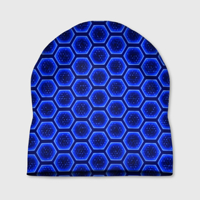 Шапка 3D с принтом Энергетический щит   синий в Новосибирске, 100% полиэстер | универсальный размер, печать по всей поверхности изделия | 