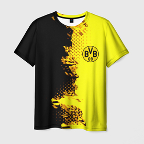 Мужская футболка 3D с принтом Borussia fc sport краски в Тюмени, 100% полиэфир | прямой крой, круглый вырез горловины, длина до линии бедер | 